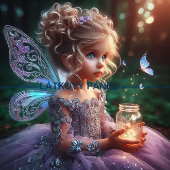 Látkový panel - Motýlí víla - AVS-005 Velikost: 35x35cm, Materiál: Teplákovina nepočesaná