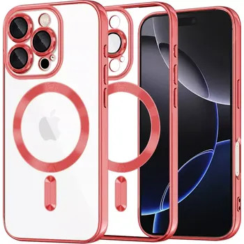 Pouzdro na mobilní telefon Kryt iPhone 16 Pro Max Techsuit Luxury Crystal MagSafe - červený