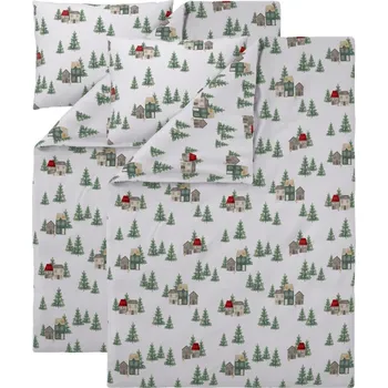 Povlečení LIVARNO® Sada ložního povlečení z jemného flanelu, 140 x 200 cm, 70 x 90 cm, domy, 2dílná