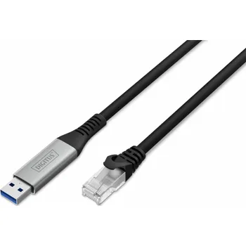 Datový kabel Digitus USB-A 3.2 Gen1 > RJ-45 Ethernet Kabel, 1Gbit/s (schwarz, 2 Meter, 10/100/1.000Mbit/s)