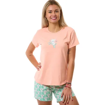 Dámské pyžamo Dámské bavlněné pyžamo meruňkové tričko a zelené kraťasy - s koalou 1B2276 oranžová xl