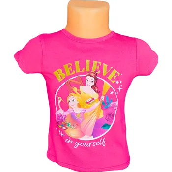 Dívčí tričko Sun City Dívčí tričko PRINCEZNY believe krátký rukáv růžové Růžová tmavá, Velikost: 98 98