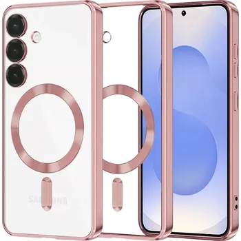 Pouzdro na mobilní telefon Kryt Samsung Galaxy S25 Techsuit Luxury Crystal MagSafe - růžový