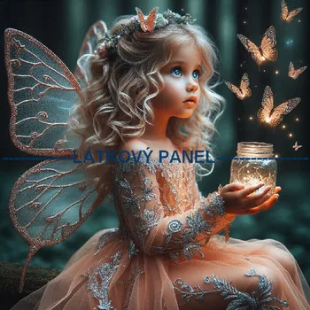 Látkový panel - Motýlí víla - AVS-002 Velikost: 30x30cm, Materiál: Kočárkovina