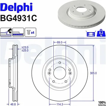 Brzdový kotouč Brzdový kotouč DELPHI BG4931C