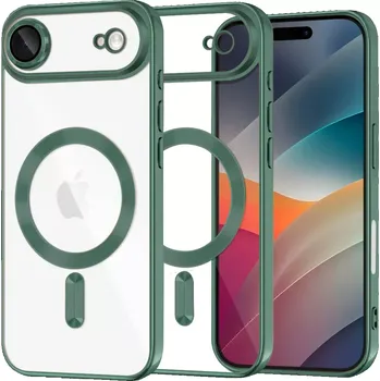 Pouzdro na mobilní telefon Kryt iPhone 17 Air Techsuit Luxury Crystal MagSafe - tmavě zelený