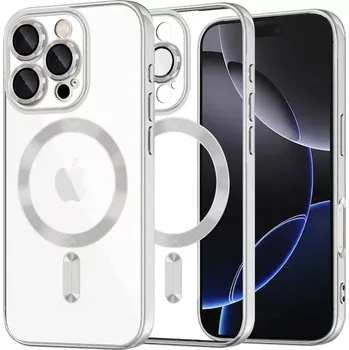 Pouzdro na mobilní telefon Kryt iPhone 16 Pro Max Techsuit Luxury Crystal MagSafe - stříbrný