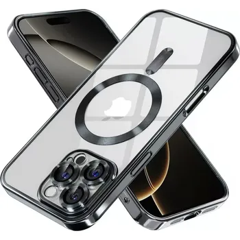 Pouzdro na mobilní telefon Kryt iPhone 16 Pro Max Techsuit Luxury Crystal MagSafe - černý