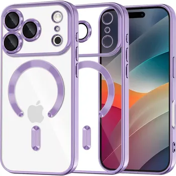 Pouzdro na mobilní telefon Kryt iPhone 17 Pro Max Techsuit Luxury Crystal MagSafe - fialový