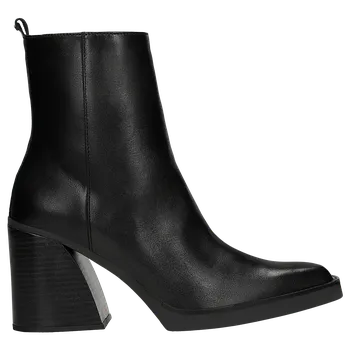 Dámské polobotky Černé Kožené Kotníčkové Boty Dámské Na Masivním Podpatku Wojas 5532451 36