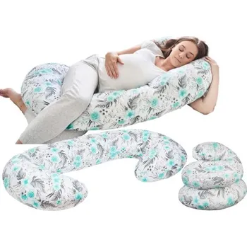 Kojící polštář Těhotenský a kojicí polštář BABYMAM PREMIUM 300 cm 3v1 - Květy v zahradě mátové