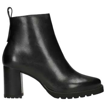 Dámské polobotky Černé Kožené Kotníčkové Boty Na Sloupku Wojas 5533351 37