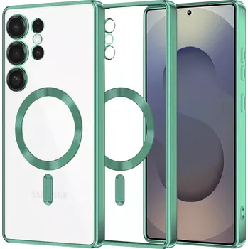 Pouzdro na mobilní telefon Kryt Samsung Galaxy S21 Ultra Techsuit Luxury Crystal MagSafe - světle zelený