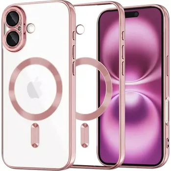 Pouzdro na mobilní telefon Kryt iPhone 16 Plus Techsuit Luxury Crystal MagSafe - růžový