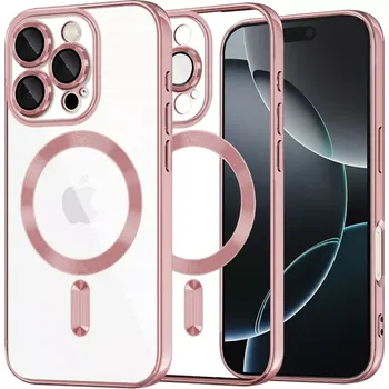 Pouzdro na mobilní telefon Kryt iPhone 16 Pro Techsuit Luxury Crystal MagSafe - růžový