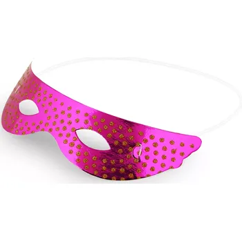 Karnevalový doplněk Škraboška papírová zlaté tečky 6ks Rappa