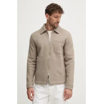 Pánská větrovka Vlněná košilová bunda Samsoe Samsoe M22400082 béžová 80X, vel. S