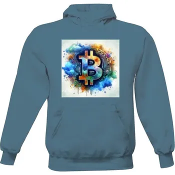 Pánská mikina Pánská mikina s kapucí s potiskem Bitcoin. Královská Paleta pánské