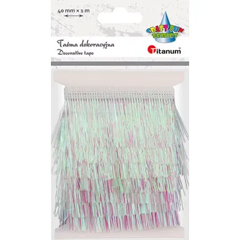 Stuha Titanum Stuha, dekorační, třásně, BÍLÁ - HOLO, 4 cm/1 m, 1 bal.