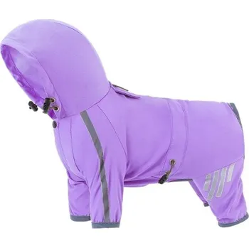 Obleček pro psa Barevná psí pláštěnka s kapucí a reflexními prvky Velikost XXL Zapínání na tři druky Ochrana proti dešti a větru pro větší psy fialová