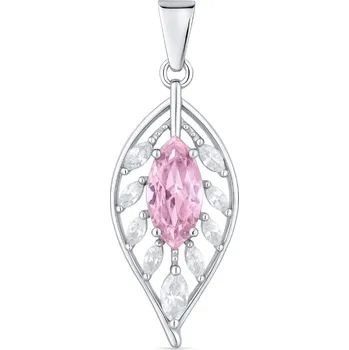 Přívěsek JKB Jewel Stříbrný přívěsek list s růžovým zirkonem