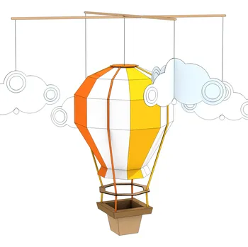 3D puzzle Horkovzdušný balón Mini – papírová mini-skládačka PaperTime barva: žluto-oranžový