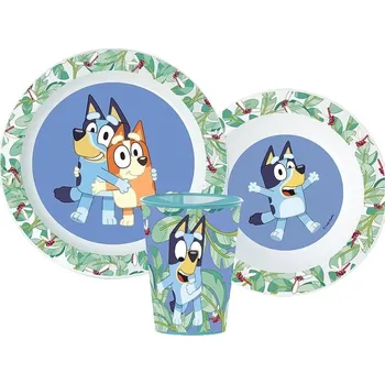 dětská jídelní sada Stor Sada plastového nádobí s kelímkem 3 ks Bluey