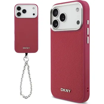 Pouzdro na mobilní telefon DKNY PU Leather Metal Logo Wrist Chain MagSafe Zadní Kryt pro iPhone 17 Pro Max Barva: Růžová