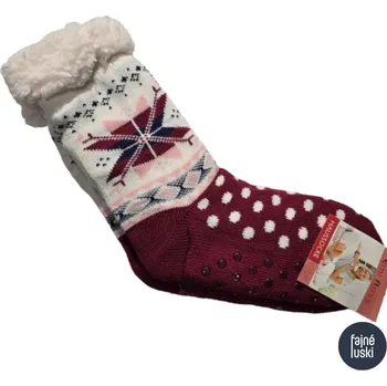 Dámské ponožky Dámské teplé protiskluzové spací vánoční ponožky na doma 35-38 červená