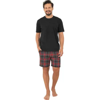 Pánské oblečení Pánské pyžamo ITALIAN FASHION RUSOLI krátká tmavá melanž/print XL 0