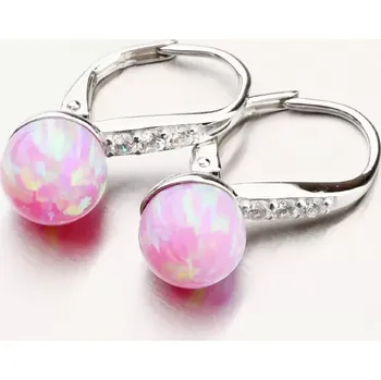 Náušnice Dámské náušnice stříbro 925 zirkon růžový opál UCST-121746-8L