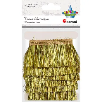 Stuha Titanum Stuha, dekorační, třásně, ZLATÁ, 4 cm/1 m, 1 bal.