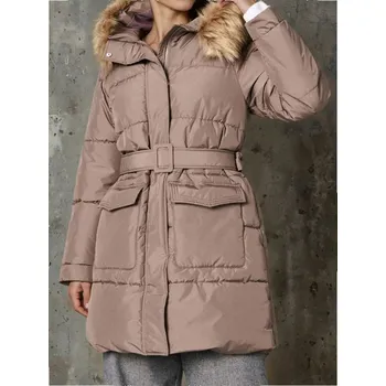 Sinsay - Prošívaný kabát s kapucí - hnědá - 625FH-84X - 625FH-84X-XXL