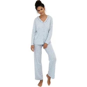 Dámské pyžamo Dámské rozepínací pyžamo SENSIS LUCILLE II světlý šedá M 0