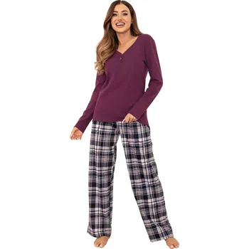 Dámské pyžamo Dámské pyžamo ITALIAN FASHION DONATELLA dlouhé baklažán/print XL 0