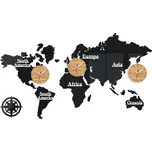 Nástěnné samolepící hodiny Time Zones 100x56 cm černé/hnědé