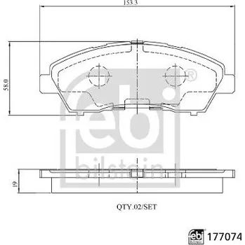 Brzdová destička Sada brzdových destiček, kotoučová brzda FEBI BILSTEIN 177074