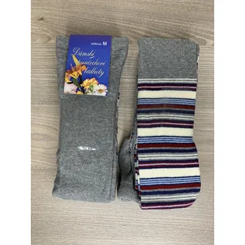 Dámské punčochy DOTEX D&D s.r.o Dámské / Dětské bavlněné punčocháče DOTEX - tenké pruhy šedá M