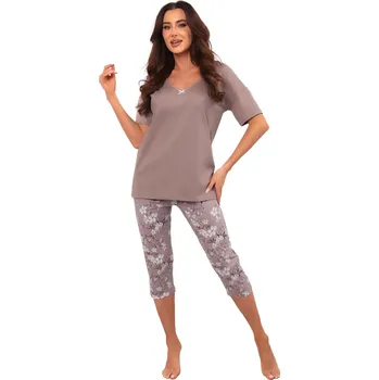 Dámské pyžamo Dámské pyžamo ITALIAN FASHION KIMURI krátký 3/4 cappuccino/print L 0