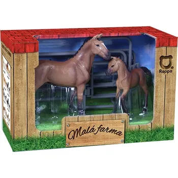 Figurka RAPPA Sada koně 2 ks s ohradou s bílou skvrnou