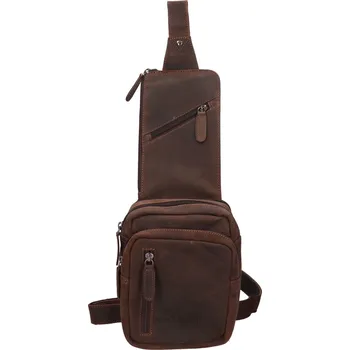 Pánská aktovka Pánská kožená taška přes rameno Greenwood Danes - tmavě hnědá