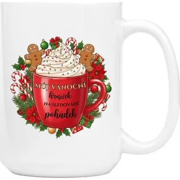 Hrnek velký s potiskem Vánoční design na sledování pohádek