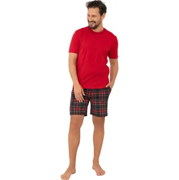 Pánské pyžamo Pánské pyžamo ITALIAN FASHION RUSOLI krátká červená/print L 0