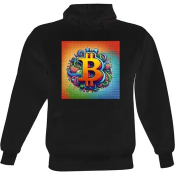 Pánská mikina Pánská mikina s kapucí s potiskem Bitcoin. Rebel ve Spreji pánské
