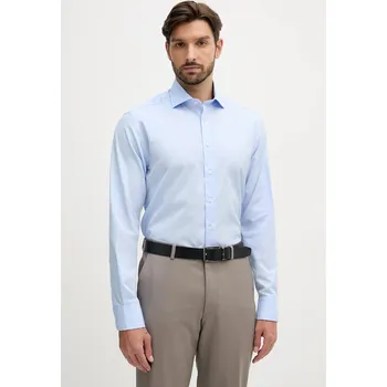 Pánská košile Bavlněná košile Hackett London pánská, modrá barva, slim, s italským límcem, HM304529 50X, vel. 40