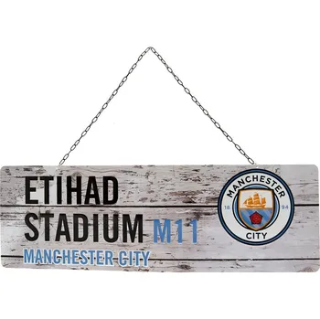 Plechová cedule MANCHESTER CITY FC Plechová cedule Manchester City FC, rustikální, 40x18 cm