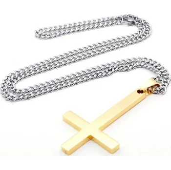 Náhrdelník Pánský náhrdelník obrácený kříž zlatá