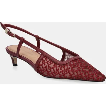 Dámské lodičky Lodičky Tommy Hilfiger MONO SQUARED TOE KITTEN SLINGB FW0FW08746 burgundské 83X, EUR 41