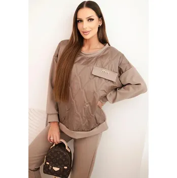 Viskózová tepláková souprava s prošívanou mikinou model 25478 barva fango