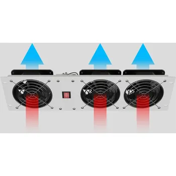 Serverovna Lanberg 19palcový 3U vertikální ventilační panel pro rackové skříně, tři ventilátory, 230 V, šedý